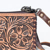 ADBG535 American Darling Hand Tooled Floral Leather Crossbody Bag with Braided Trim
