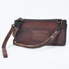 ADBG535 American Darling Hand Tooled Floral Leather Crossbody Bag with Braided Trim