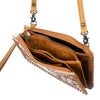 ADBG535 American Darling Hand Tooled Floral Leather Crossbody Bag with Braided Trim