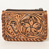 ADBG536 American Darling Hand Tooled Floral Leather Coin Purse Bag with Braided Trim