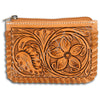 ADBG536 American Darling Hand Tooled Floral Leather Coin Purse Bag with Braided Trim