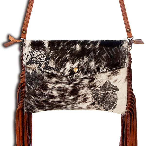 ADBG503 American Darling Crossbody Bag - Hair-On Cowhide & Genuine Leather with Fringes