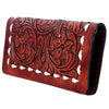 ADBG488 Western Hand Tooled Genuine Leather Floral Crossbody Wallet Clutch