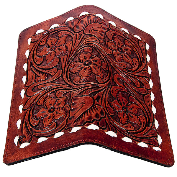 ADBG488 Western Hand Tooled Genuine Leather Floral Crossbody Wallet Clutch