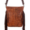 ADBG356 American Darling Large Cross body Bag Hand Tooled Leather Hair-On Cowhide Purse