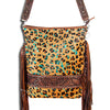 ADBG356 American Darling Large Cross body Bag Hand Tooled Leather Hair-On Cowhide Purse