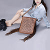 ADBG507 American Darling Large Cross body Bag - Hand Tooled Floral Leather & Western Fringe Crossbody