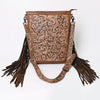 ADBG507 American Darling Large Cross body Bag - Hand Tooled Floral Leather & Western Fringe Crossbody