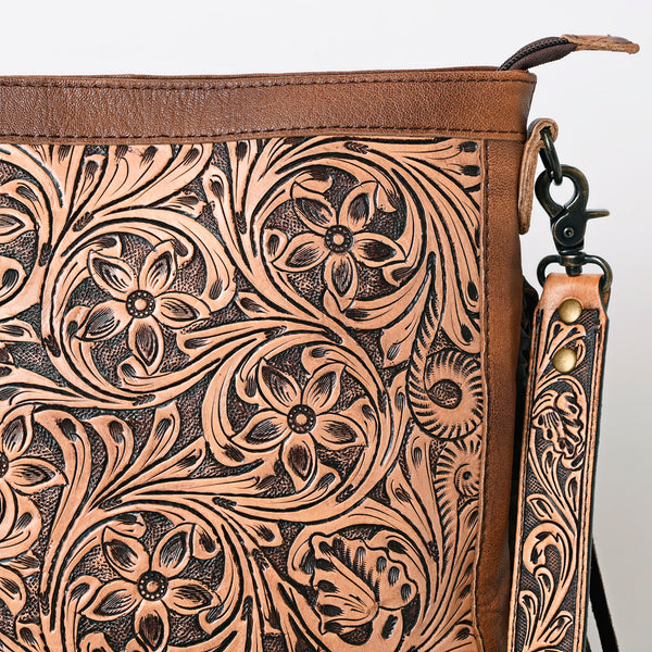 ADBG507 American Darling Large Cross body Bag - Hand Tooled Floral Leather & Western Fringe Crossbody