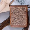 ADBG507 American Darling Large Cross body Bag - Hand Tooled Floral Leather & Western Fringe Crossbody