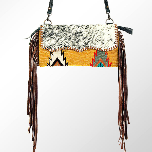 ADBG344 American Darling Western Leather Wristlet Bag with Hand Woven Saddle Blanket & Tooled Accents