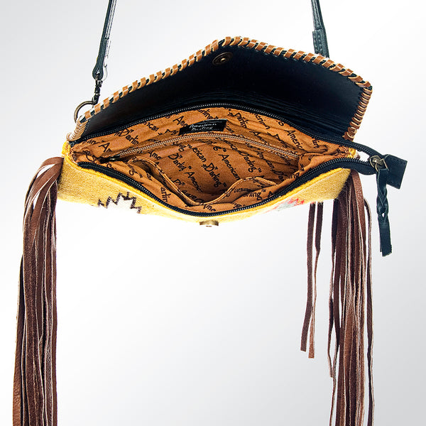 ADBG344 American Darling Western Leather Wristlet Bag with Hand Woven Saddle Blanket & Tooled Accents