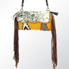 ADBG344 American Darling Western Leather Wristlet Bag with Hand Woven Saddle Blanket & Tooled Accents