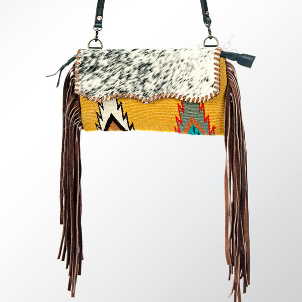 ADBG344 American Darling Western Leather Wristlet Bag with Hand Woven Saddle Blanket & Tooled Accents