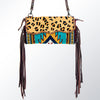 ADBG344 American Darling Western Leather Wristlet Bag with Hand Woven Saddle Blanket & Tooled Accents