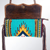 ADBG344 American Darling Western Leather Wristlet Bag with Hand Woven Saddle Blanket & Tooled Accents