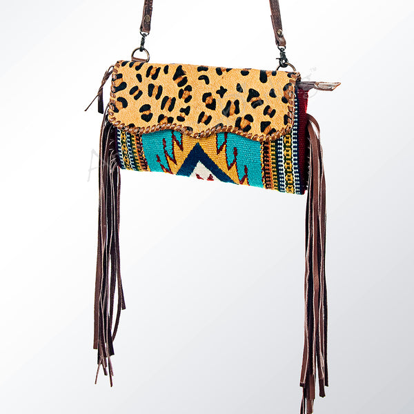 ADBG344 American Darling Western Leather Wristlet Bag with Hand Woven Saddle Blanket & Tooled Accents