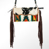 ADBG344 American Darling Western Leather Wristlet Bag with Hand Woven Saddle Blanket & Tooled Accents