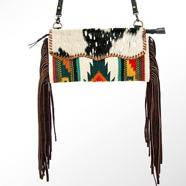 ADBG344 American Darling Western Leather Wristlet Bag with Hand Woven Saddle Blanket & Tooled Accents