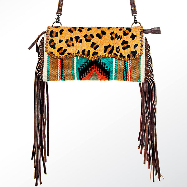 ADBG344 American Darling Western Leather Wristlet Bag with Hand Woven Saddle Blanket & Tooled Accents