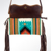 ADBG344 American Darling Western Leather Wristlet Bag with Hand Woven Saddle Blanket & Tooled Accents