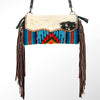 ADBG344 American Darling Western Leather Wristlet Bag with Hand Woven Saddle Blanket & Tooled Accents