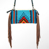 ADBG344 American Darling Western Leather Wristlet Bag with Hand Woven Saddle Blanket & Tooled Accents