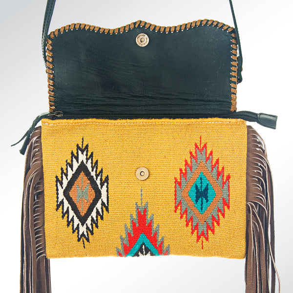 ADBG236 American Darling Handcrafted Western Cross body Bag with Saddle Blanket and Fringes