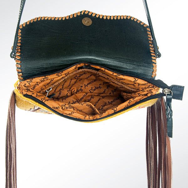 ADBG236 American Darling Handcrafted Western Cross body Bag with Saddle Blanket and Fringes