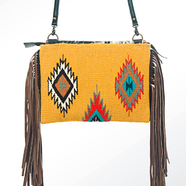 ADBG236 American Darling Handcrafted Western Cross body Bag with Saddle Blanket and Fringes