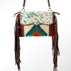 ADBG236 American Darling Handcrafted Western Cross body Bag with Saddle Blanket and Fringes