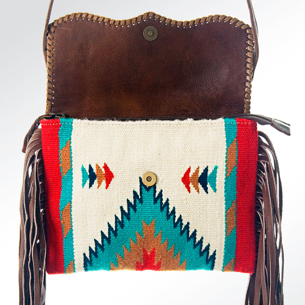 ADBG236 American Darling Handcrafted Western Cross body Bag with Saddle Blanket and Fringes