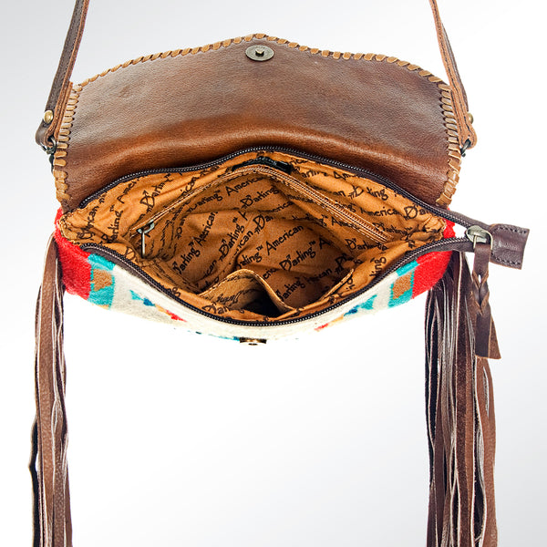 ADBG236 American Darling Handcrafted Western Cross body Bag with Saddle Blanket and Fringes