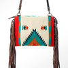 ADBG236 American Darling Handcrafted Western Cross body Bag with Saddle Blanket and Fringes