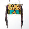 ADBG236 American Darling Handcrafted Western Cross body Bag with Saddle Blanket and Fringes