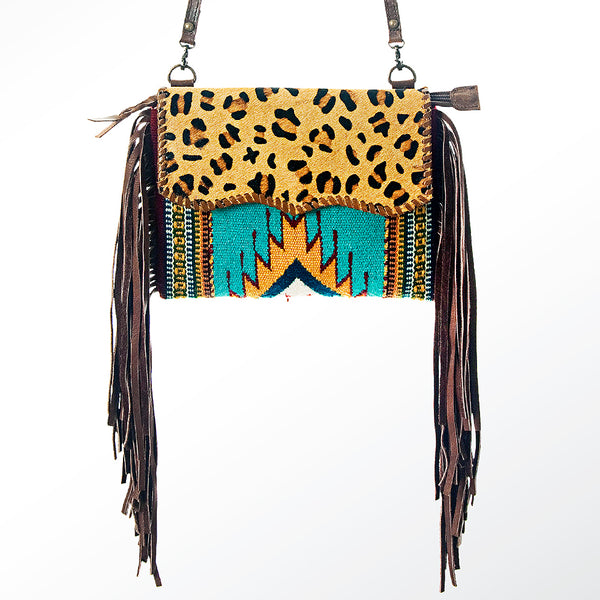 ADBG236 American Darling Handcrafted Western Cross body Bag with Saddle Blanket and Fringes