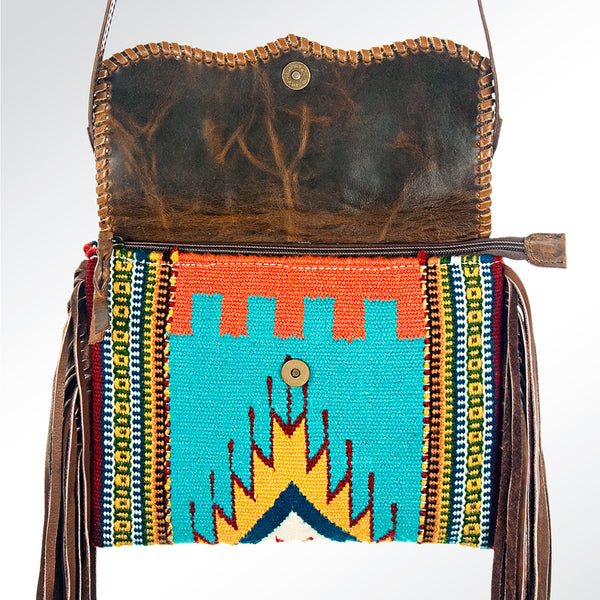 ADBG236 American Darling Handcrafted Western Cross body Bag with Saddle Blanket and Fringes