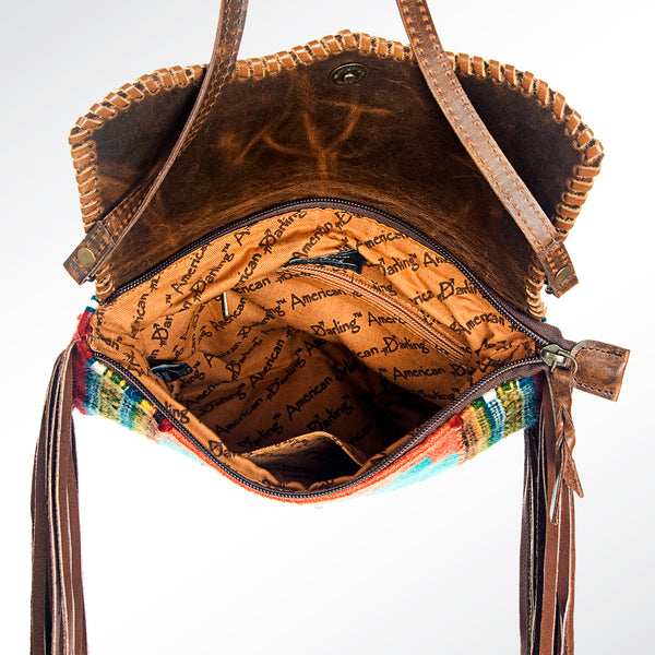 ADBG236 American Darling Handcrafted Western Cross body Bag with Saddle Blanket and Fringes
