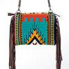 ADBG236 American Darling Handcrafted Western Cross body Bag with Saddle Blanket and Fringes