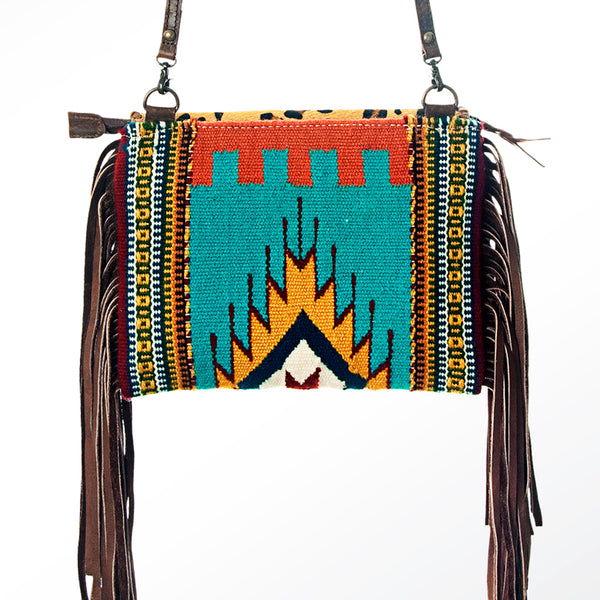 ADBG236 American Darling Handcrafted Western Cross body Bag with Saddle Blanket and Fringes
