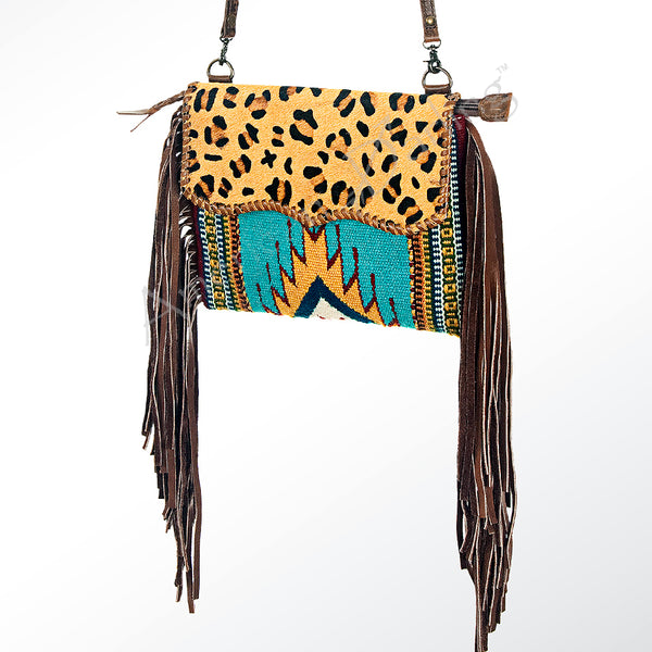 ADBG236 American Darling Handcrafted Western Cross body Bag with Saddle Blanket and Fringes