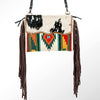 ADBG236 American Darling Handcrafted Western Cross body Bag with Saddle Blanket and Fringes