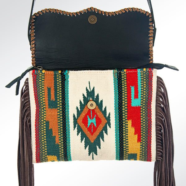 ADBG236 American Darling Handcrafted Western Cross body Bag with Saddle Blanket and Fringes