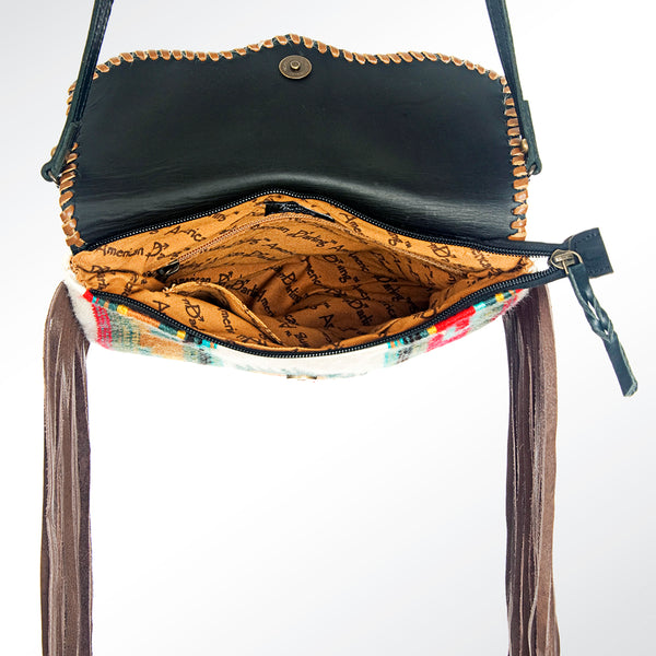 ADBG236 American Darling Handcrafted Western Cross body Bag with Saddle Blanket and Fringes