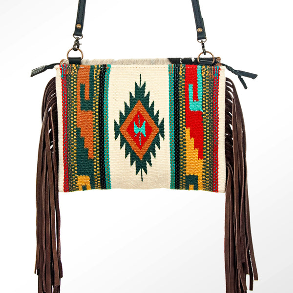 ADBG236 American Darling Handcrafted Western Cross body Bag with Saddle Blanket and Fringes
