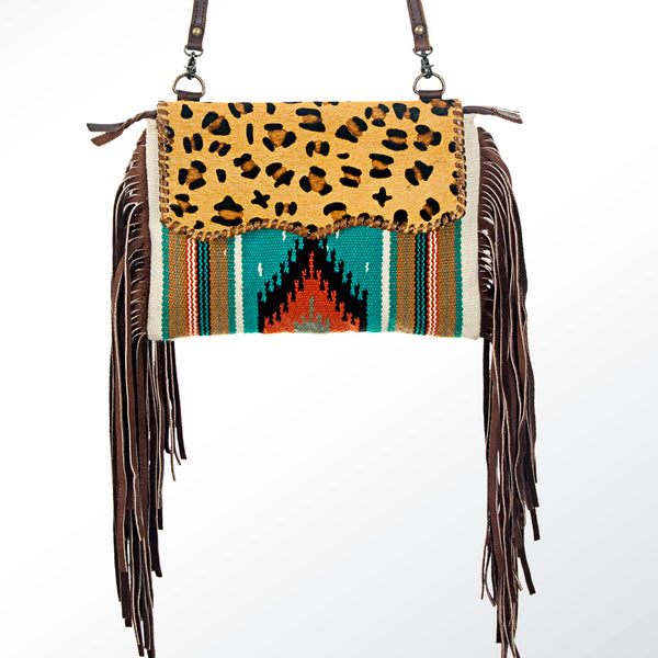 ADBG236 American Darling Handcrafted Western Cross body Bag with Saddle Blanket and Fringes