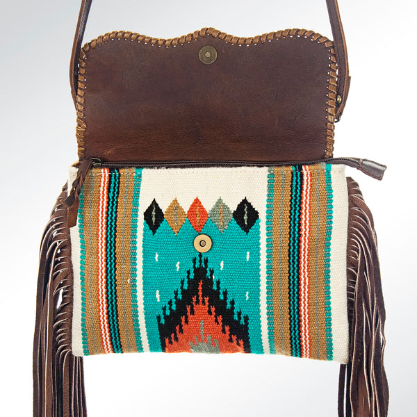 ADBG236 American Darling Handcrafted Western Cross body Bag with Saddle Blanket and Fringes