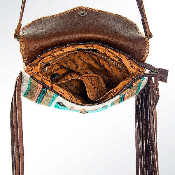 ADBG236 American Darling Handcrafted Western Cross body Bag with Saddle Blanket and Fringes