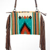 ADBG236 American Darling Handcrafted Western Cross body Bag with Saddle Blanket and Fringes