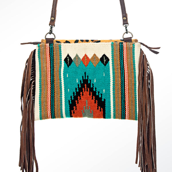 ADBG236 American Darling Handcrafted Western Cross body Bag with Saddle Blanket and Fringes